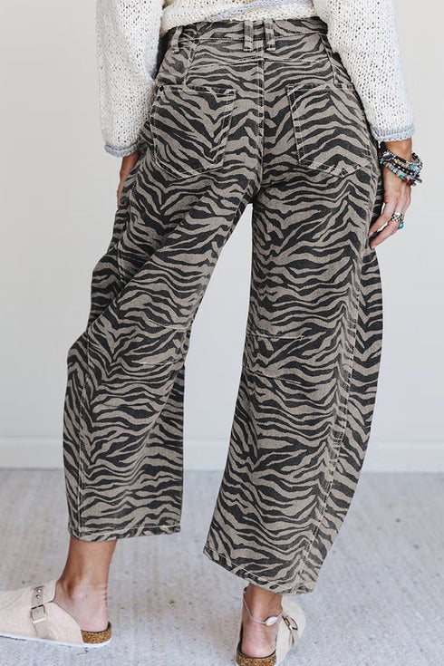 Savanna Gray Zebra Wide Leg Jeans