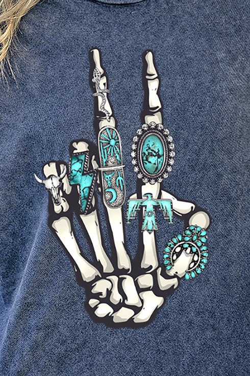 Turquoise Stacked Skeleton Vintage T-Shirt