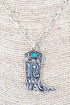 Boot & Brand 'R' Turquoise Silvertone Necklace