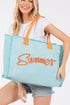 Summer Rope Text Blue Canvas Tote
