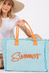 Summer Rope Text Blue Canvas Tote