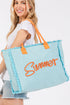 Summer Rope Text Blue Canvas Tote