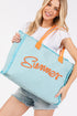 Summer Rope Text Blue Canvas Tote