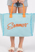 Summer Rope Text Blue Canvas Tote