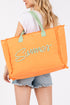 Summer Rope Text Orange Canvas Tote