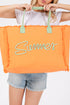 Summer Rope Text Orange Canvas Tote