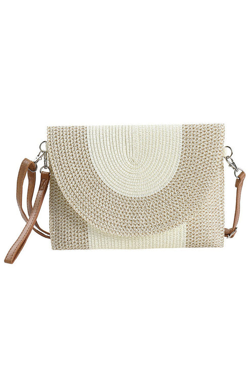 Capri Beige Straw Envelope Crossbody Clutch