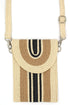Isla Stripe Taupe Straw Cell Phone Crossbody