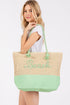 Beach Rope Text Green Tote Bag
