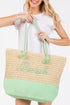 Beach Rope Text Green Tote Bag