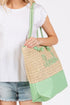Beach Rope Text Green Tote Bag