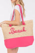 Beach Rope Text Hot Pink Tote Bag