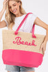 Beach Rope Text Hot Pink Tote Bag