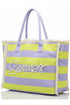 Summer Rope Text Lavender and Yellow Striped Tote Bag
