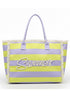 Summer Rope Text Lavender and Yellow Striped Tote Bag
