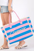 Summer Rope Text Royal Blue and Pink Striped Tote Bag