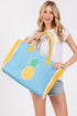 Pineapple Pop Embroidered Tote Bag