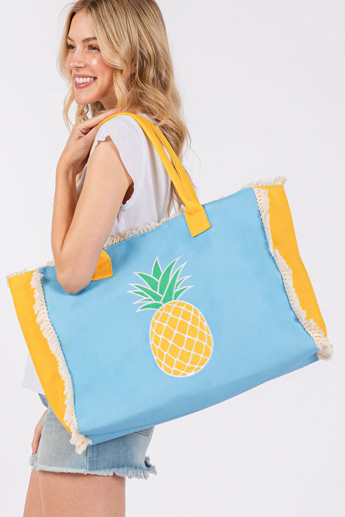 Pineapple Pop Embroidered Tote Bag