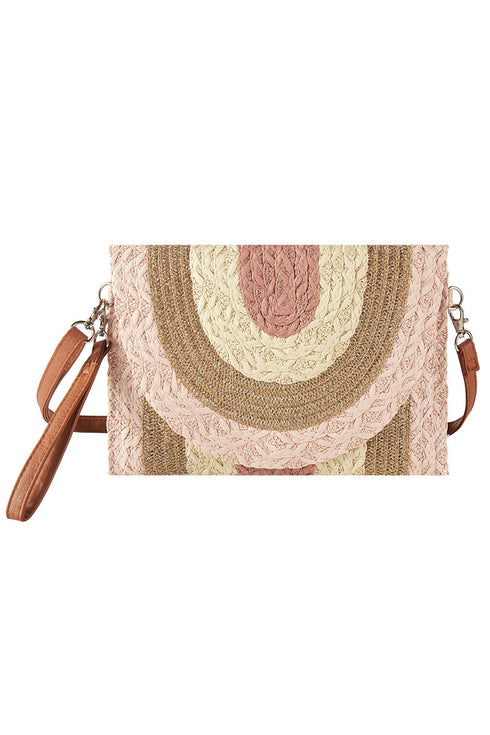 Sunlit Style Rose Multi Straw Envelope Crossbody Clutch