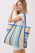 Laguna Stripe Blue Straw Shoulder Tote