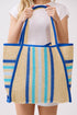 Laguna Stripe Blue Straw Shoulder Tote
