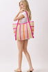 Laguna Stripe Hot Pink Straw Shoulder Tote