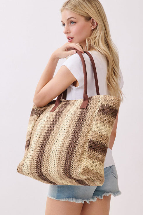 Palm Springs Brown Straw Tote Bag