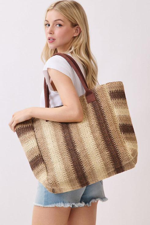 Palm Springs Brown Straw Tote Bag