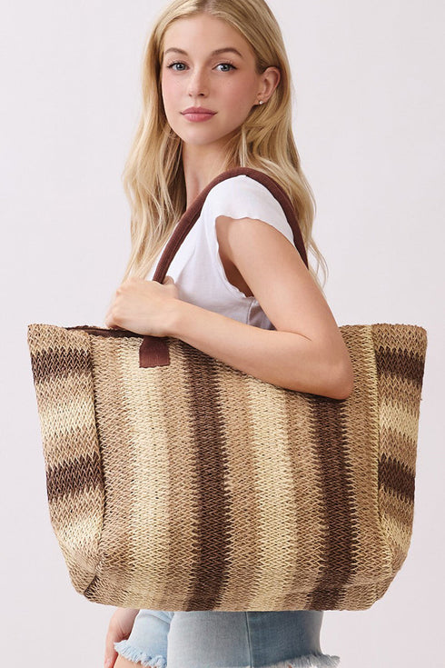 Palm Springs Brown Straw Tote Bag