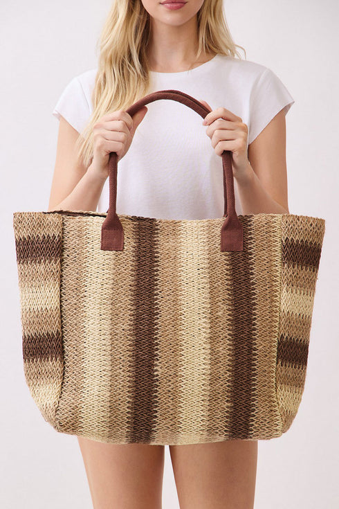 Palm Springs Brown Straw Tote Bag