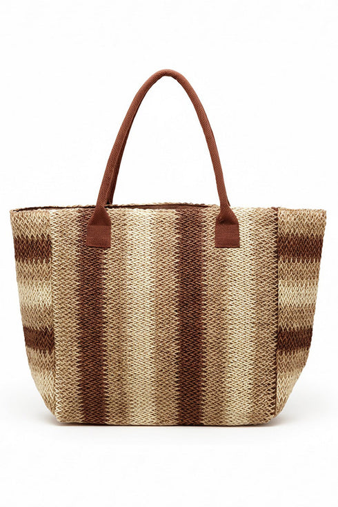 Palm Springs Brown Straw Tote Bag