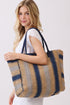Palm Springs Navy Straw Tote Bag