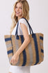 Palm Springs Navy Straw Tote Bag