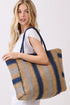 Palm Springs Navy Straw Tote Bag