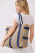 Palm Springs Navy Straw Tote Bag