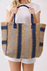 Palm Springs Navy Straw Tote Bag