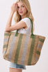 Palm Springs Olive Straw Tote Bag