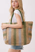 Palm Springs Olive Straw Tote Bag