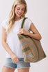 Palm Springs Olive Straw Tote Bag