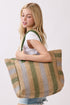 Palm Springs Olive Straw Tote Bag