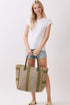 Palm Springs Olive Straw Tote Bag