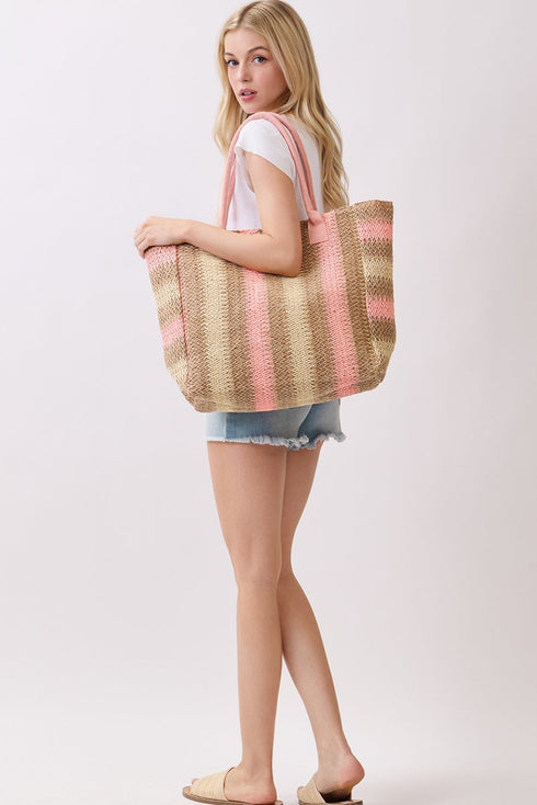 Palm Springs Pink Straw Tote Bag