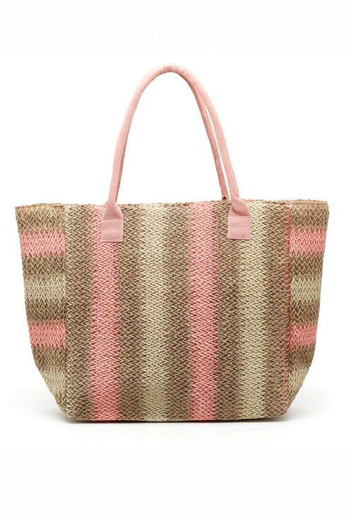 Palm Springs Pink Straw Tote Bag