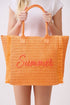 Golden Hour Summer Script Orange Straw Tote