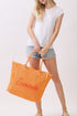 Golden Hour Summer Script Orange Straw Tote