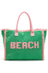 Beach Applique Green Terry Cloth Tote