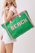 Beach Applique Green Terry Cloth Tote