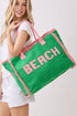 Beach Applique Green Terry Cloth Tote
