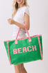 Beach Applique Green Terry Cloth Tote