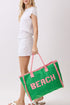 Beach Applique Green Terry Cloth Tote